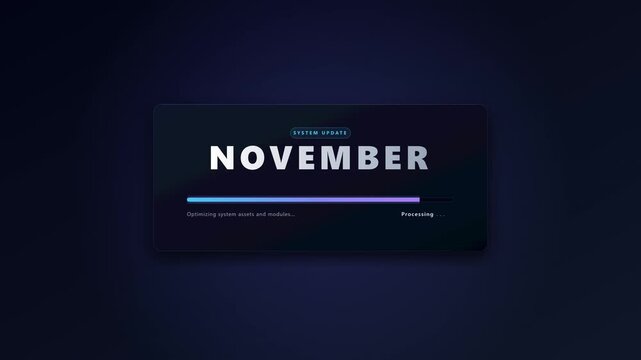 November system update progress bar animation with modern ui and loading status interface