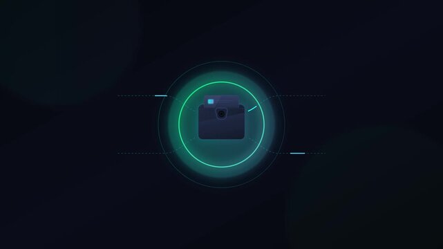 Digital wallet payment animation with glowing data transfer interface and ui mobile payment