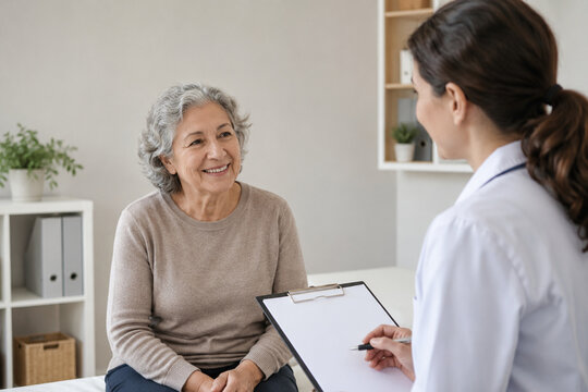 Senior Woman in Calm Healthcare Consultation