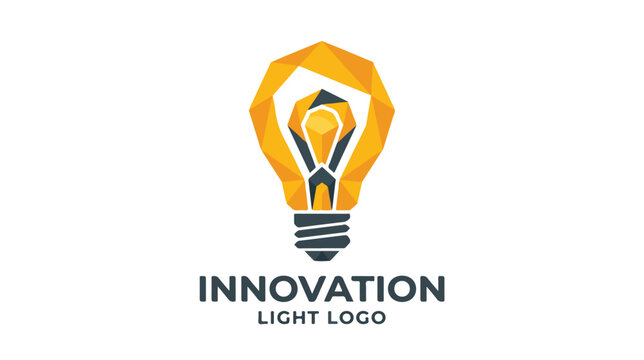 Creative low poly light bulb logo design for innovation and technology business.