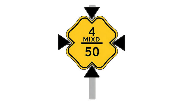Speed limit 50 mph road sign on white background