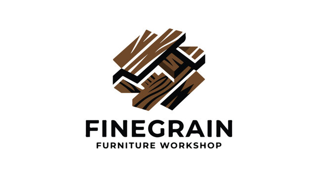 Modern Finegrain Furniture Workshop Logo Design.