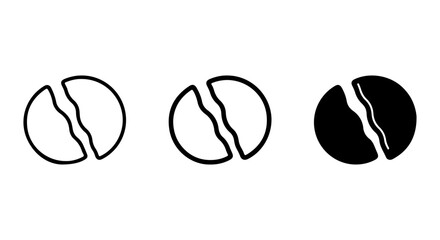 Fototapeta premium Simple Coffee Bean Icons, Black and White Vector Graphics, Minimalist Food Symbols