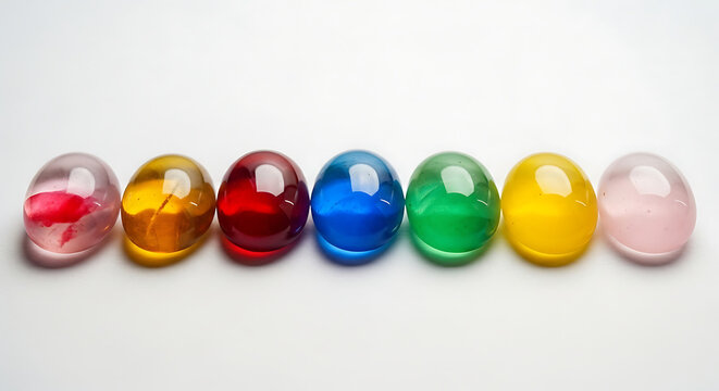 Colorful easter eggs in a row