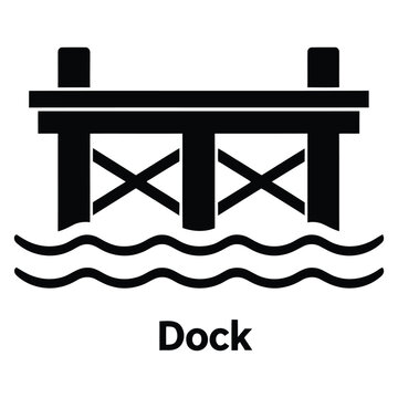 Dock pier icon black silhouette on white background with nautical sign water structure marine icon harbor facility transport element vector graphic maritime nautical structure