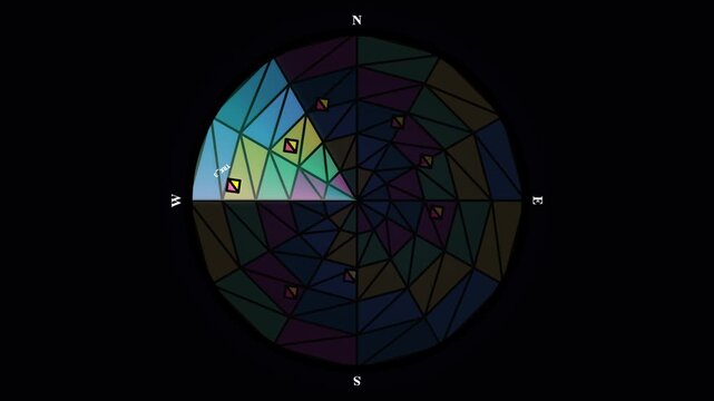 Abstract circular compass radar animation with rotating light sweep