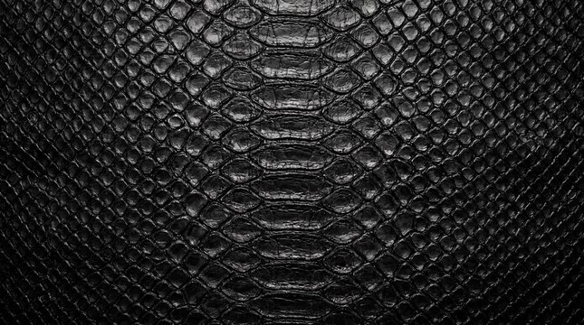 Black Python Snake Skin Texture with Natural Scale Pattern Background