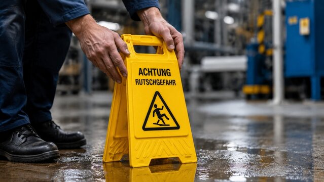 A yellow caution tape line is strung across a muddy construction zone, serving as a visual barrier to indicate danger and restricted areas at a site
