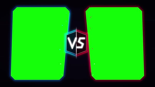 Versus screen template with green screen panels for gaming and sports comparison