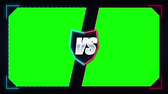 Versus screen template with green screen panels for competitive gaming and debate