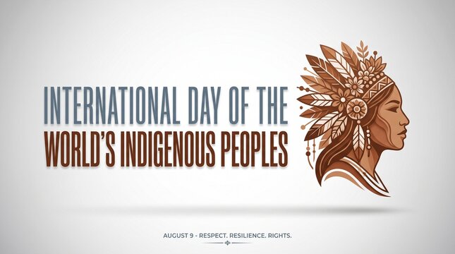 International day of the worlds indigenous peoples celebration graphic design with floral head silhouette