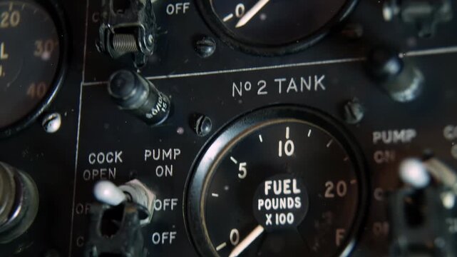 Antique Fighter Plane Dashboard Instrument Measuring Oil Pressure - 4K
