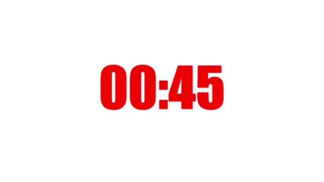 Bold red digital clock numbers showing forty seven seconds isolated on a clean white background for simple and overlays