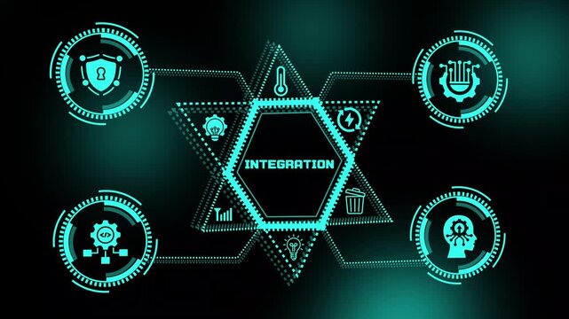 System integration concept with smart technology, connected enterprise platforms, intelligent automation, digital workflows and scalable business infrastructure.