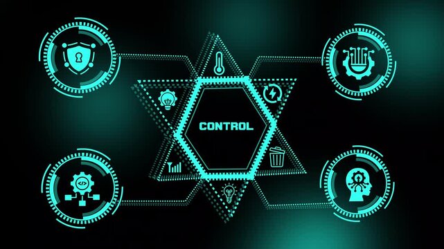 Control system concept with intelligent enterprise automation, digital monitoring, connected workflows and advanced technology management.