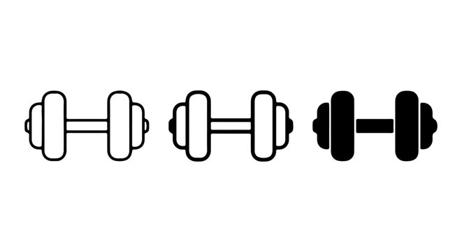 Dumbbell Icons Set, Fitness Equipment Vector Graphics, Weight Training Symbols, Workout Gear Illustrations