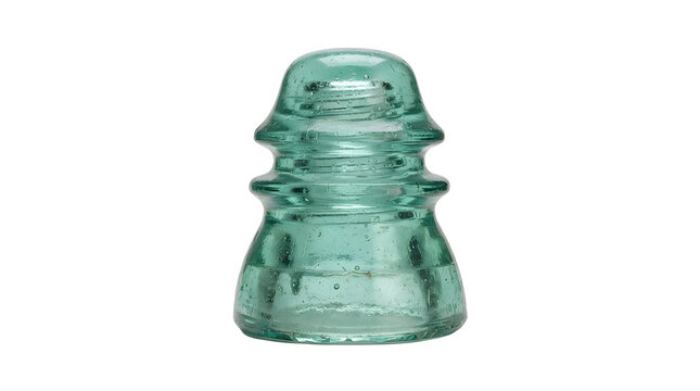 Green glass insulator for electrical use.