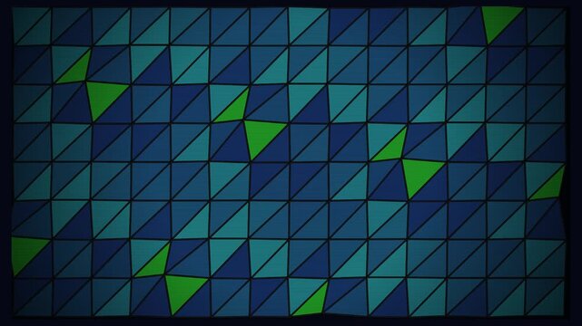 Abstract geometric animation with morphing teal and green triangles
