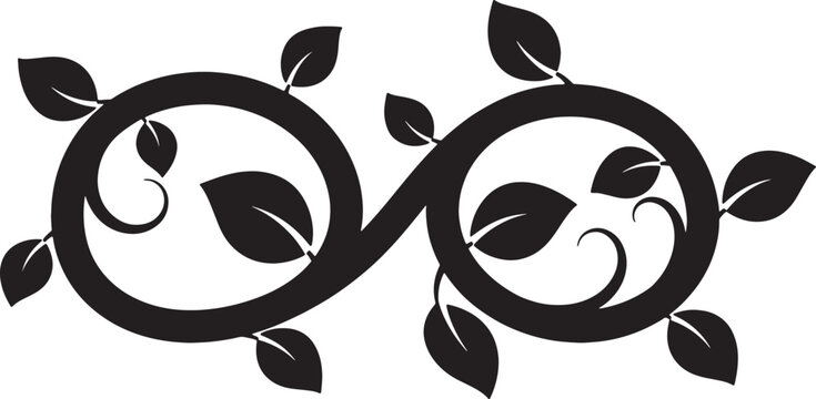 Infinity plant vine with leaves stylized decorative floral element.