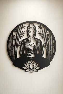 Meditating Zen Master Laser Cut Metal Wall Art Decor