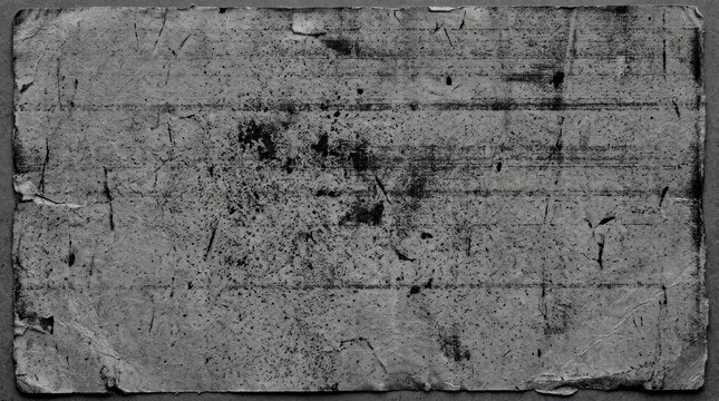 A weathered, rectangular stone tablet is presented against a dark background. The stone surface exhibits numerous cracks, fissures, and stains, suggesting age and exposure.