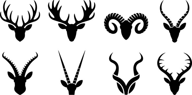Halloween animal silhouettes black antler horn and wildlife head collection for spooky seasonal designs