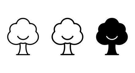 Obraz premium Simple Tree Icons, Outline and Solid Styles, Nature and Growth Symbols