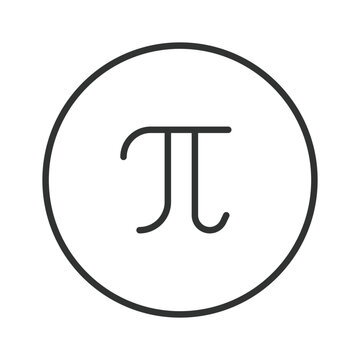 Mathematics pi symbol icon in line design. Math, geometry, constant, number, calculation, circle, science on white background vector. Mathematics pi symbol editable stroke icon