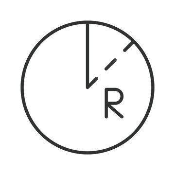 Geometry circle with radius and angle icon in line design. Radius, circle, angle, measurement, mathematics, geometry, diagram on white background vector. Geometry circle with radius editable stroke ic
