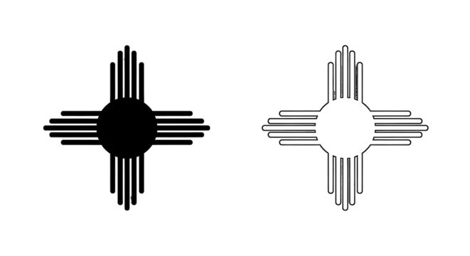 Vector illustration of zia sun symbol icon, native american design element on a transparent background