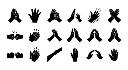 Fototapeta premium Hand Gestures Collection, Applause and Prayer Icons, Vector Set