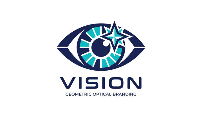 Abstract Geometric Eye Logo Design with Star Element.