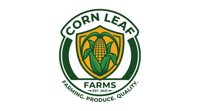 Corn Leaf Farms logo with corn cob icon.