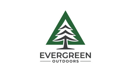 Fototapeta premium Minimalist evergreen pine tree logo design for outdoor branding.