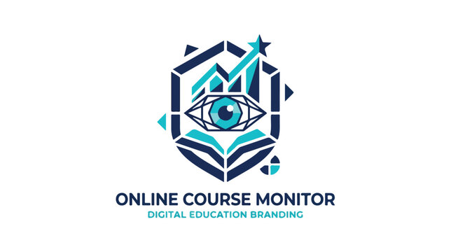 Online Course Monitor Digital Education Branding Logo Design.