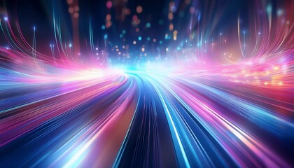 Fototapeta premium a dynamic and modern digital technology abstract background abstract speed motion pastel blue and pink aesthetic blurred lines abstract futuristic digital technology fiber optic cables bokeh