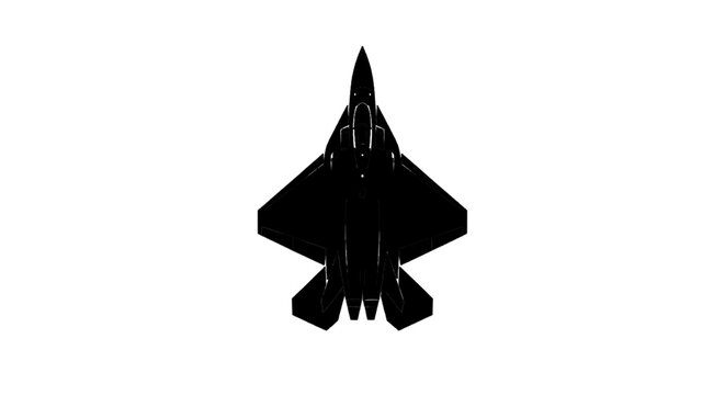 Vector illustration of silhouette of a modern stealth fighter jet aircraft on a transparent background