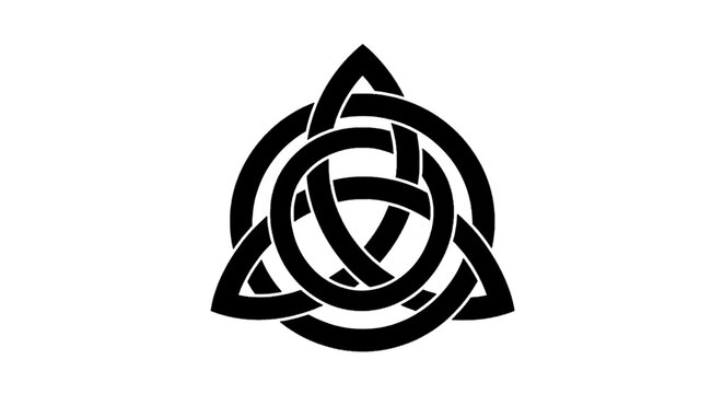 Vector illustration of triquetra symbol, celtic knot design, trinity knot, ancient spiritual sign on a transparent background