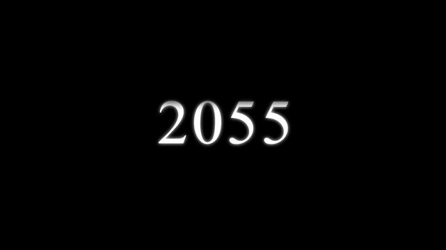 Glowing white number 2055 centered on a deep black background with a soft light effect for digital countdowns or futuristic year display concepts