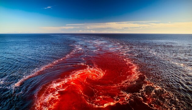 gulf stream in atlantic ocean circular flows of red water