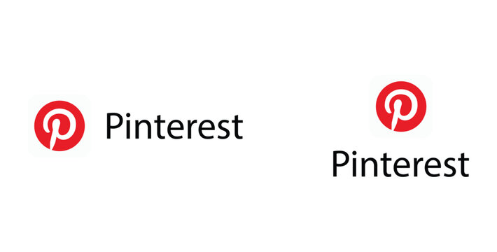 Pinterest Logo with Text on Transparent Background, Editorial Use Only