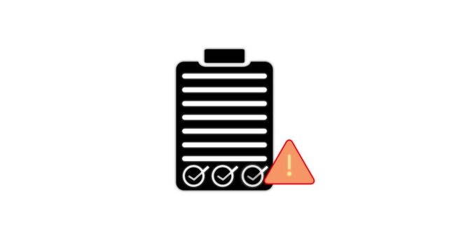Black clipboard with horizontal lines representing a document or checklist on a plain white background for digital interface and web use