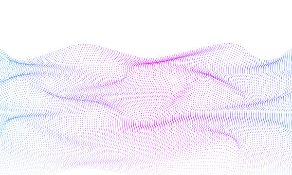 Colorful neon light wave. Abstract flowing glowing particles.