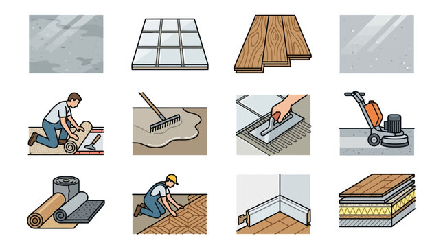 Creative Illustrated Guide to Flooring Installation Techniques and Materials with Step by Step Visuals