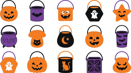 Halloween trick or treat buckets and pails © faria