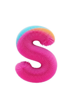 Bright pink glitter letter s with colorful sparkle effect