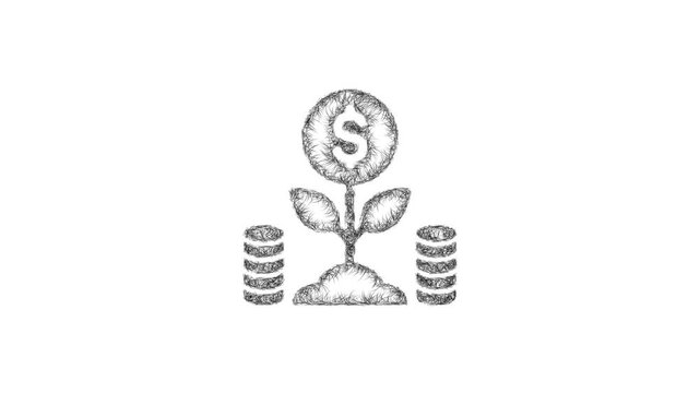 Sketch venture capital icon animation - smooth progressive reveal