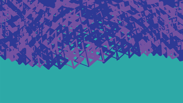 Abstract background, with a dense, cluster of overlapping, purple triangle outlines, on a solid, teal blue surface, creating a textured effect