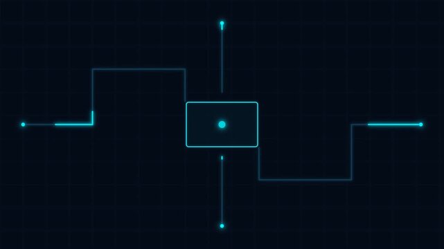 Futuristic neon blue digital hud callout interface animation