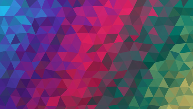 Abstract geometric background with triangular polygons in blue, purple, pink, and green